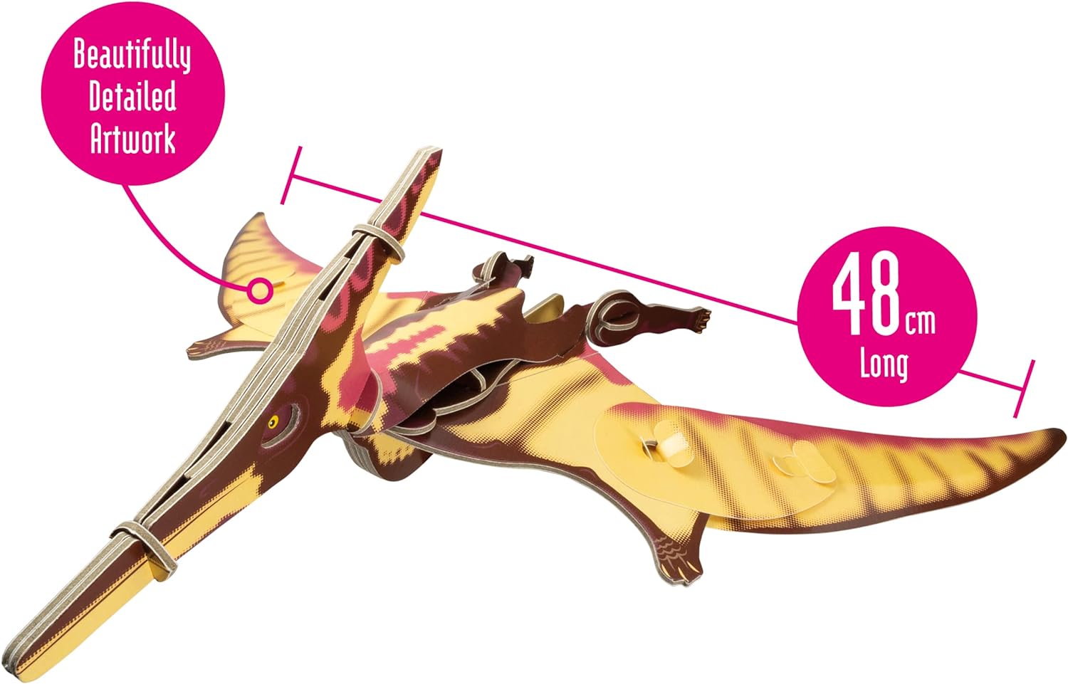 Build Your Own Moving Pteranodon - Pull Tab Flapping Wing Action - Eco Friendly Cardboard Craft Kit - Ages 8+
