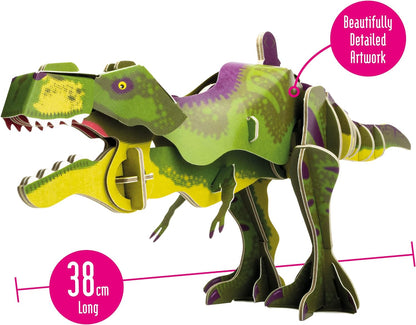 Build Your Own T-Rex Dinosaur - Moving Head and Jaw Closing Action - Eco Friendly Cardboard Craft Kit - Ages 8+