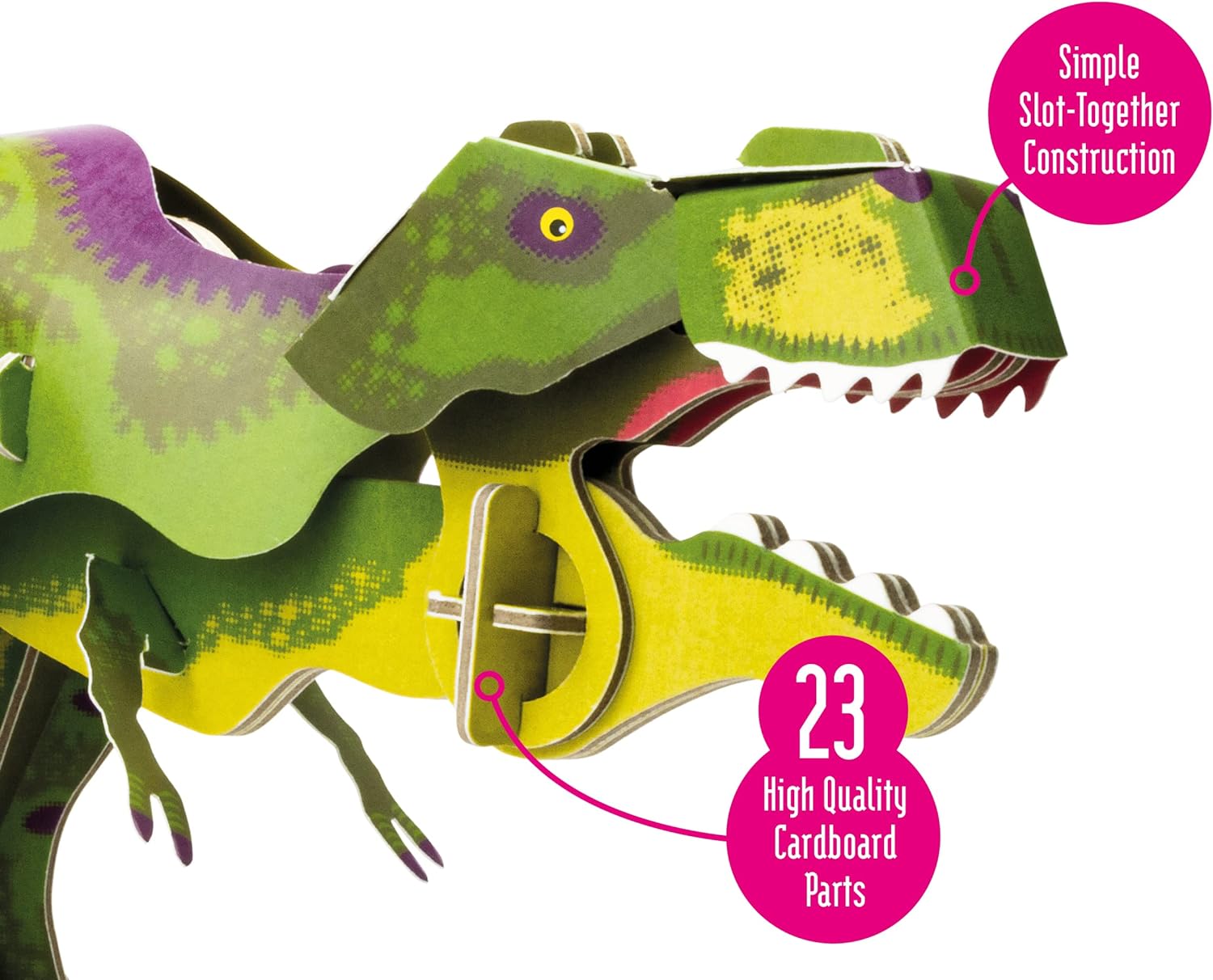 Build Your Own T-Rex Dinosaur - Moving Head and Jaw Closing Action - Eco Friendly Cardboard Craft Kit - Ages 8+