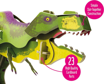 Build Your Own T-Rex Dinosaur - Moving Head and Jaw Closing Action - Eco Friendly Cardboard Craft Kit - Ages 8+