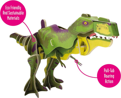 Build Your Own T-Rex Dinosaur - Moving Head and Jaw Closing Action - Eco Friendly Cardboard Craft Kit - Ages 8+
