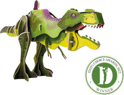 Build Your Own T-Rex Dinosaur - Moving Head and Jaw Closing Action - Eco Friendly Cardboard Craft Kit - Ages 8+