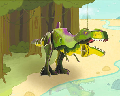 Build Your Own T-Rex Dinosaur - Moving Head and Jaw Closing Action - Eco Friendly Cardboard Craft Kit - Ages 8+