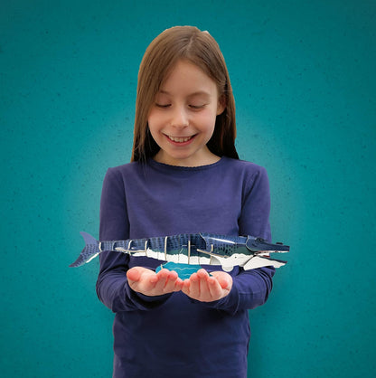 Build Your Own Moving Mosasaurus - Pull Tab Jaw and Fin Action - Eco Friendly Cardboard Craft Kit - Ages 8+