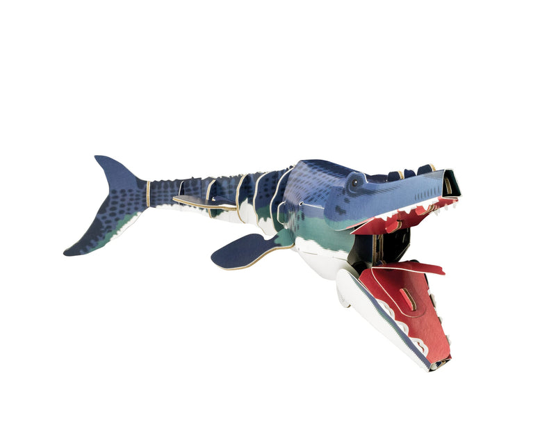 Build Your Own Moving Mosasaurus - Pull Tab Jaw and Fin Action - Eco Friendly Cardboard Craft Kit - Ages 8+