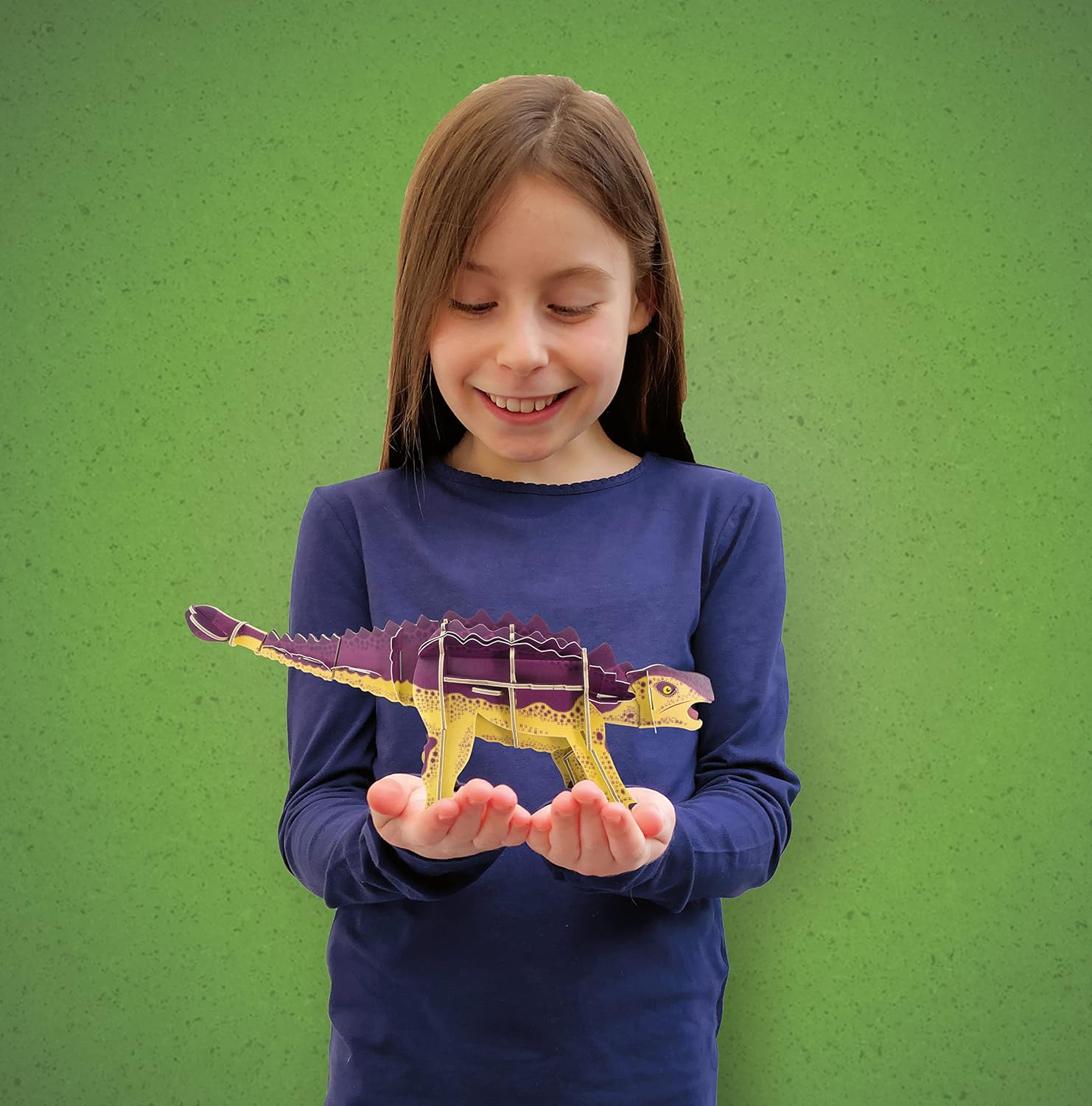 Build Your Own Moving Ankylosaurus - Pull Tab Swishing Tail Action - Eco Friendly Cardboard Craft Kit - Ages 8+