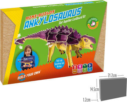 Build Your Own Moving Ankylosaurus - Pull Tab Swishing Tail Action - Eco Friendly Cardboard Craft Kit - Ages 8+