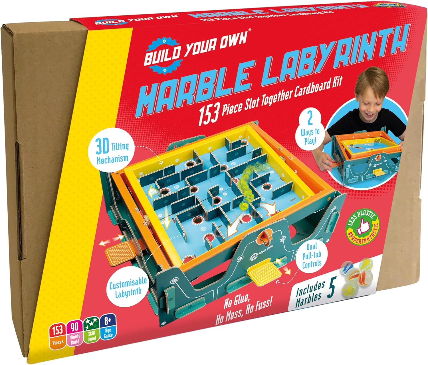 Build Your Own Marble Labyrinth - Classic Retro Toy - Eco Friendly Cardboard Craft Kit - Ages 8+