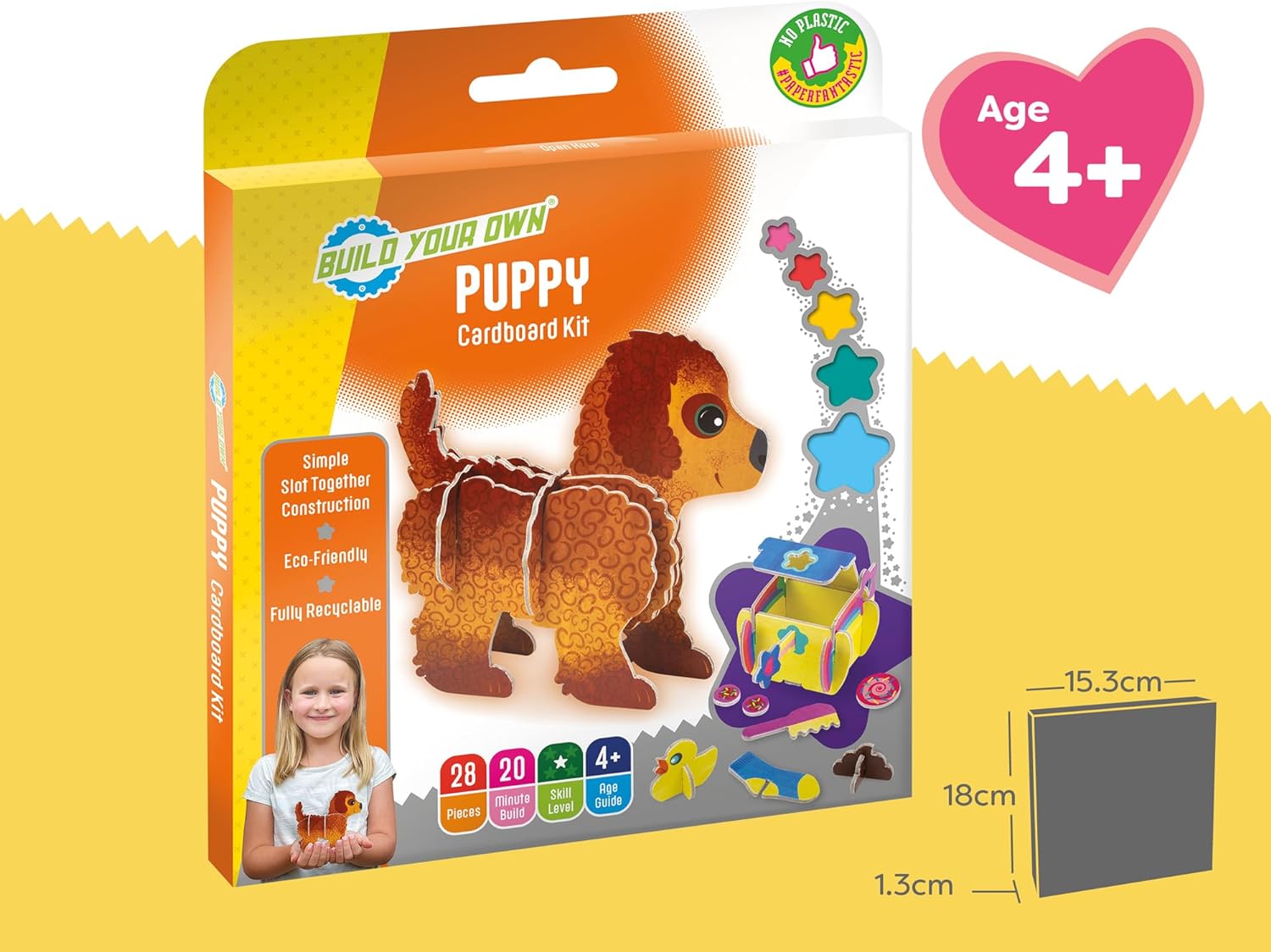Build Your Own Puppy - Comes with Accessories and Trinket Chest! - Eco Friendly Cardboard Craft Kit - Ages 4+