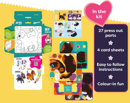 Build Your Own Puurrrrfect Kitten - Comes with Accessories and Trinket Chest! - Eco Friendly Cardboard Craft Kit - Ages 4+