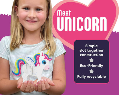 Build Your Own Magical Unicorn - Comes with Accessories and Trinket Chest! - Eco Friendly Cardboard Craft Kit - Ages 4+