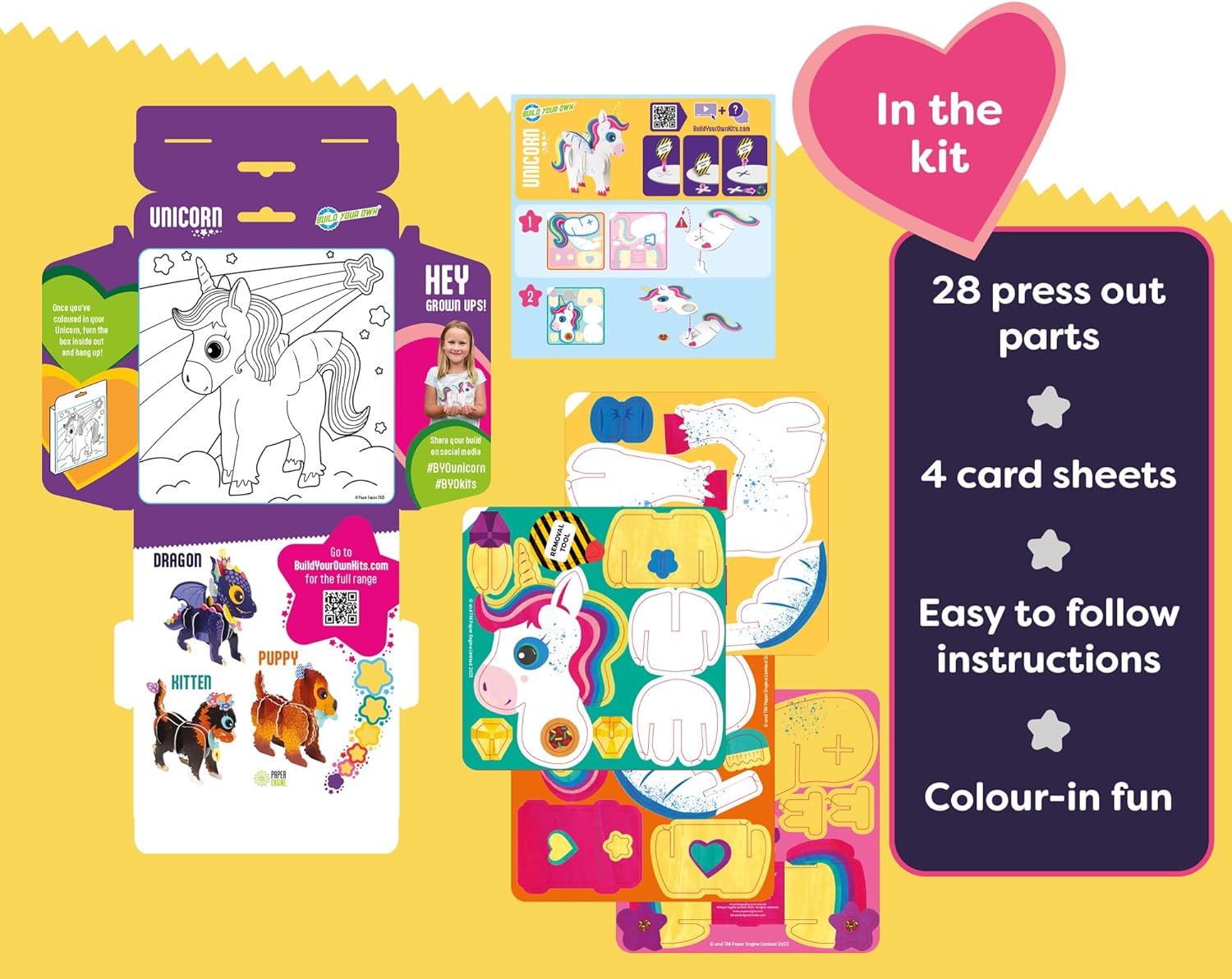 Build Your Own Magical Unicorn - Comes with Accessories and Trinket Chest! - Eco Friendly Cardboard Craft Kit - Ages 4+