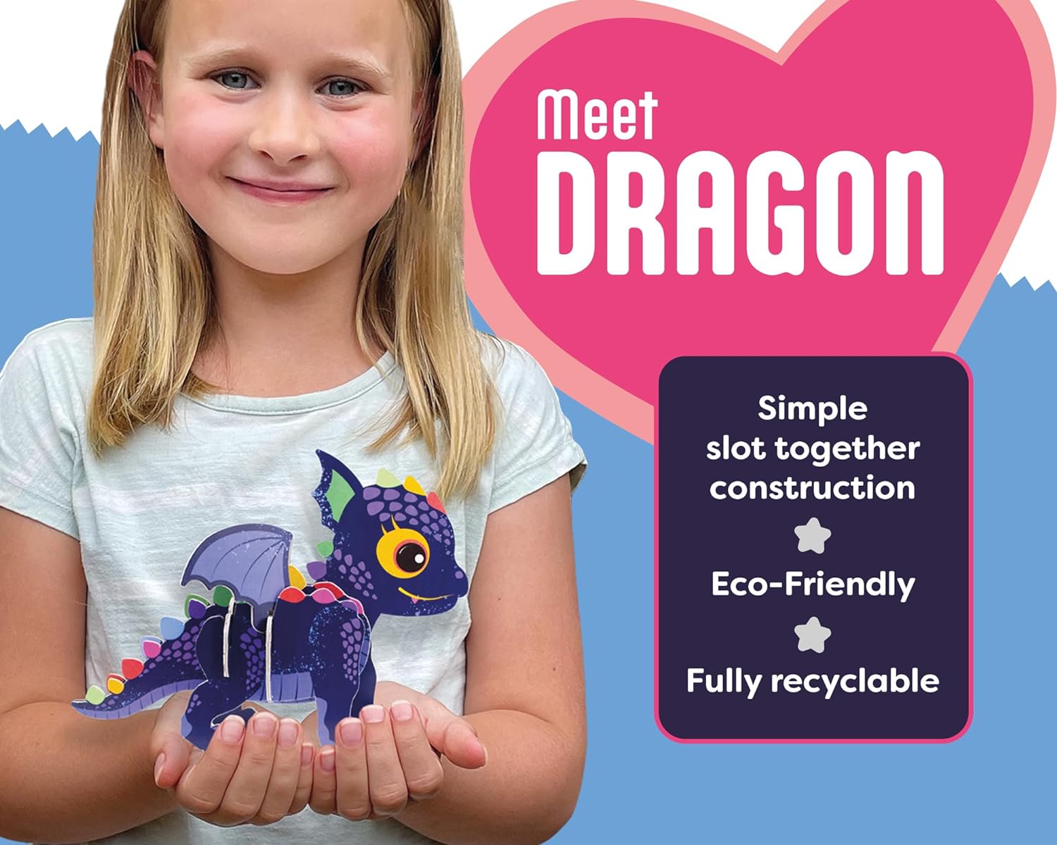 Build Your Own Baby Dragon - Comes with Accessories and Trinket Chest! - Eco Friendly Cardboard Craft Kit - Ages 4+