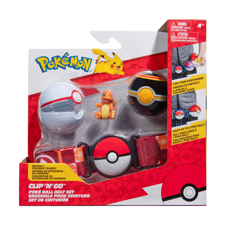 Pokémon PKW3163 Set-2-Inch Charmander Battle Figure with Clip ‘N’ Go Plus Luxury Ball and Pokéball Accessories, Glumanda Belt Set