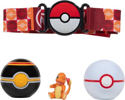 Pokémon PKW3163 Set-2-Inch Charmander Battle Figure with Clip ‘N’ Go Plus Luxury Ball and Pokéball Accessories, Glumanda Belt Set