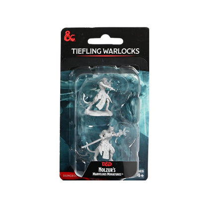 WizKids D&D Nolzur's Marvelous Miniatures: Tiefling Warlocks Dungeons and Dragons Unpainted Miniatures, Undefined