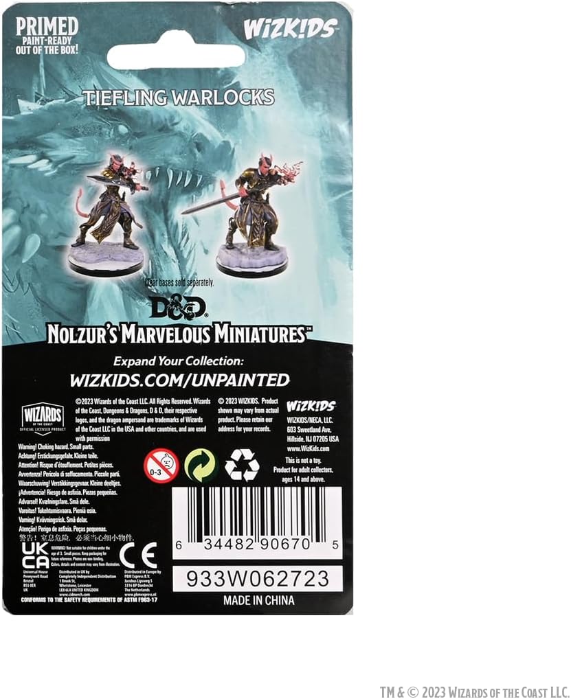 WizKids D&D Nolzur's Marvelous Miniatures: Tiefling Warlocks Dungeons and Dragons Unpainted Miniatures, Undefined