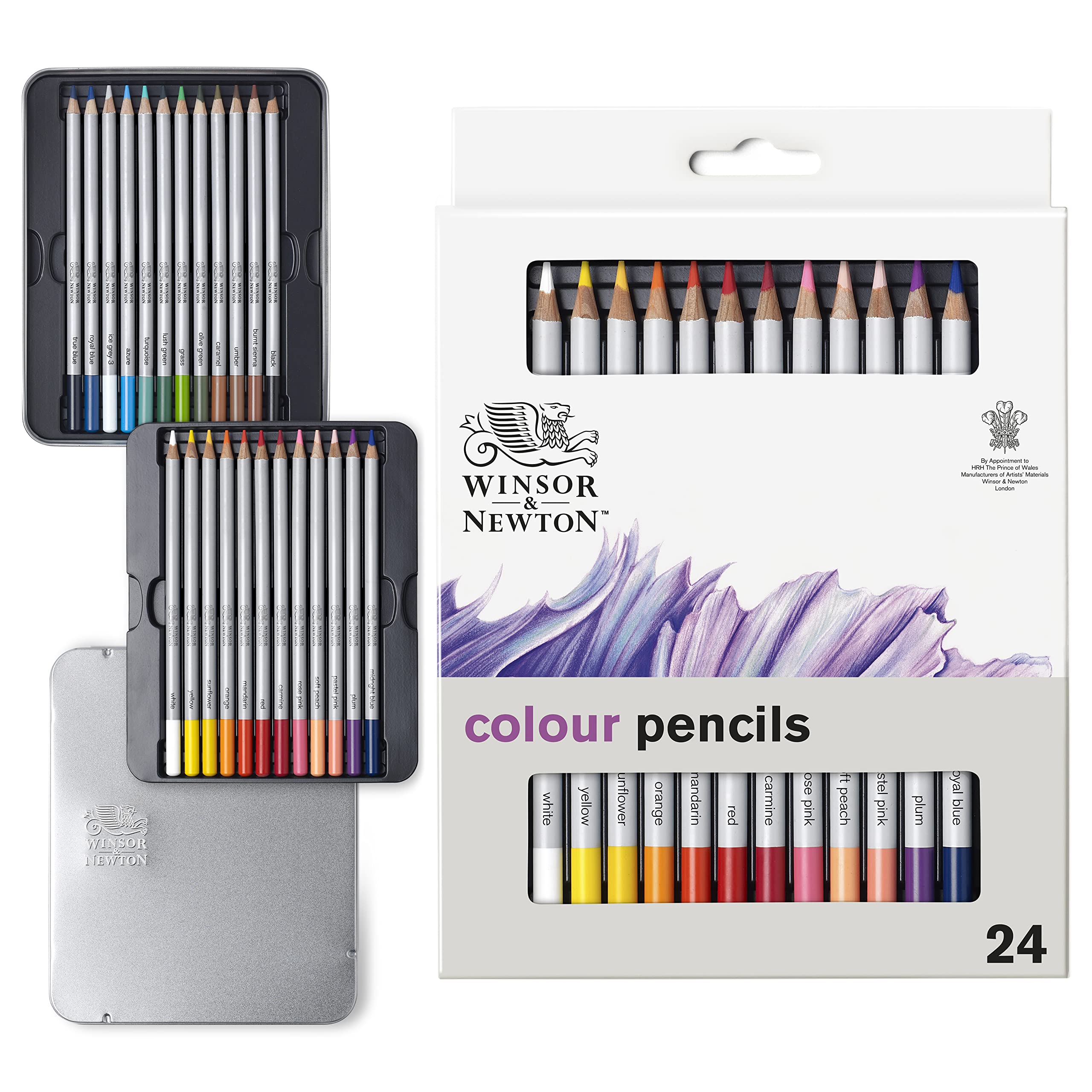 Winsor & Newton Studio Collection Colouring Pencils, 24 Soft Core Drawing Pencils, Premium Artist Quality, for Sketching, Blending, Shading and Layering 24 Count (Pack of 1)