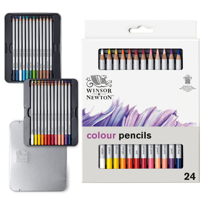 Winsor & Newton Studio Collection Colouring Pencils, 24 Soft Core Drawing Pencils, Premium Artist Quality, for Sketching, Blending, Shading and Layering 24 Count (Pack of 1)