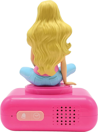 Lexibook, Mattel, Barbie Nightlight alarm clock, Sounds and Melodies, LCD Backlit screen, Luminous, Snooze, Pink