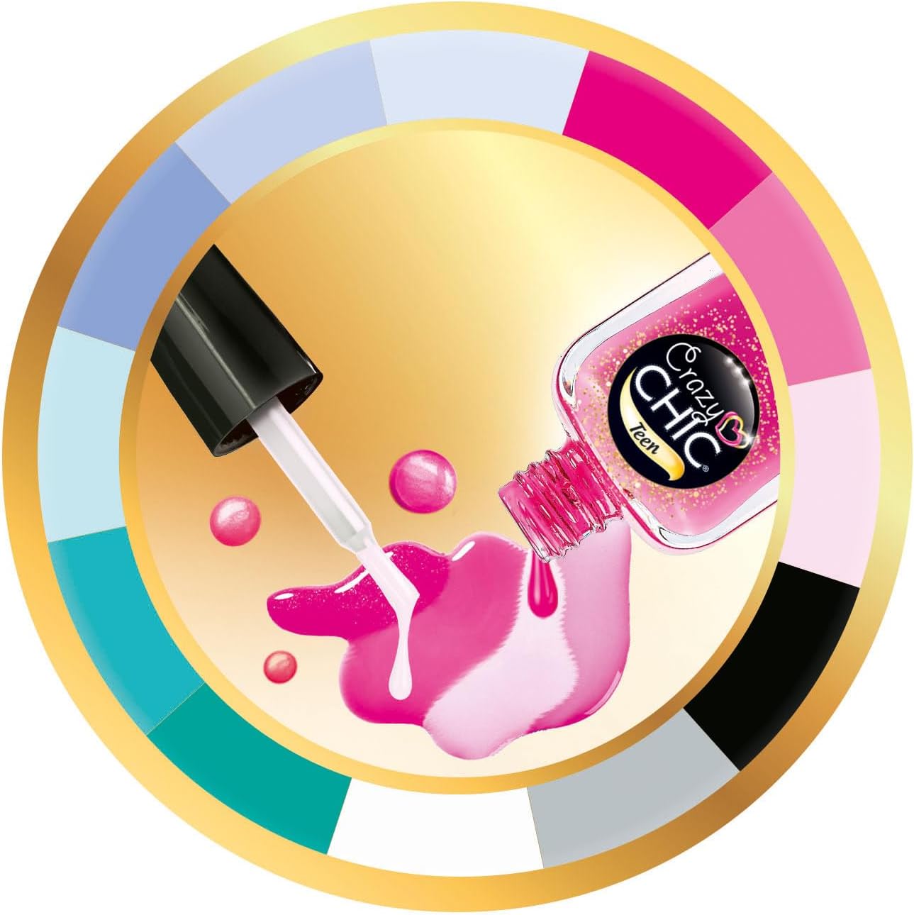 Clementoni-18784 Crazy Chic Passion-Juego de Esmalte Seguro y secador, diseño y decoración de uñas (8 años en adelante), Multicolor, Small (18784