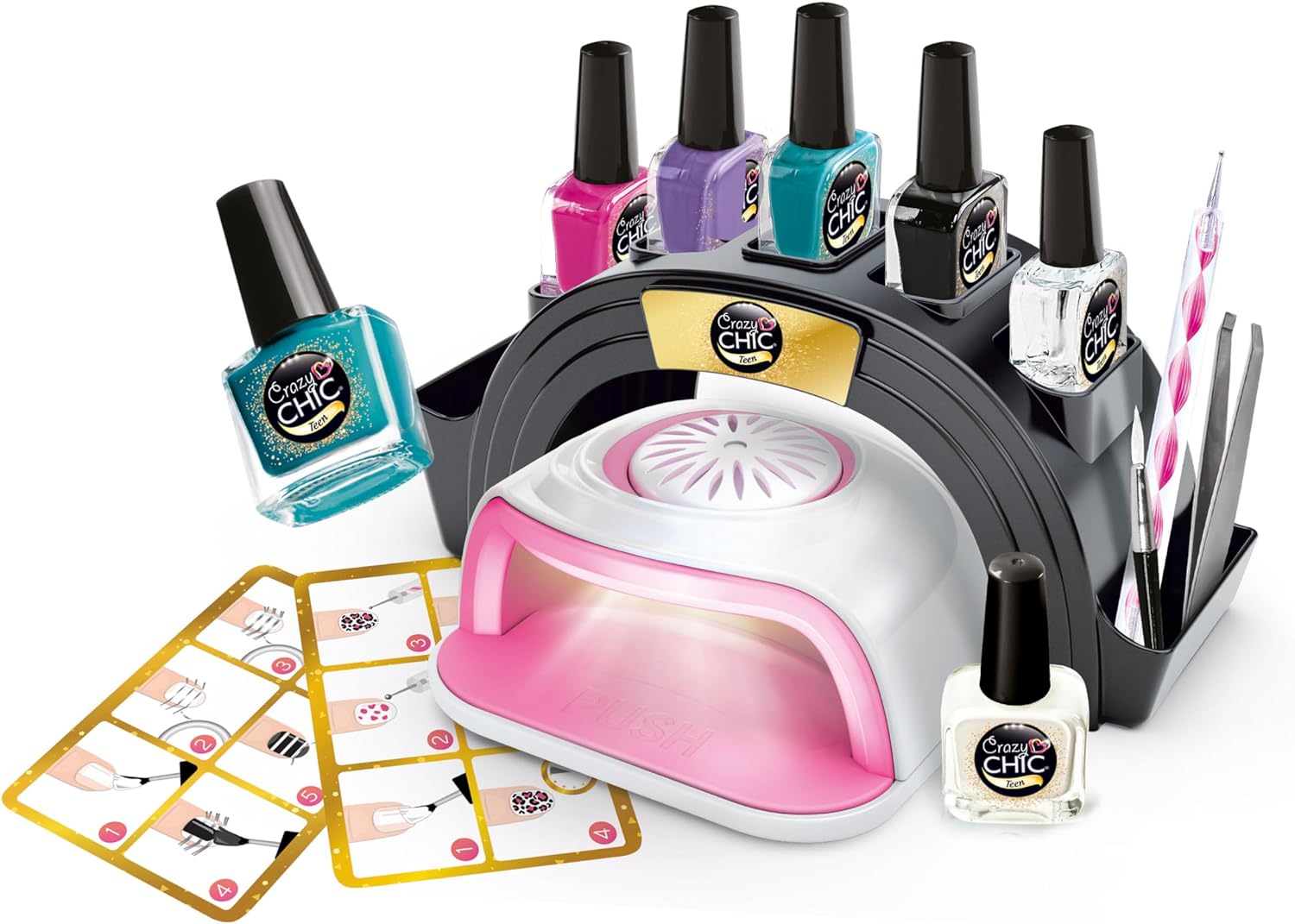 Clementoni-18784 Crazy Chic Passion-Juego de Esmalte Seguro y secador, diseño y decoración de uñas (8 años en adelante), Multicolor, Small (18784
