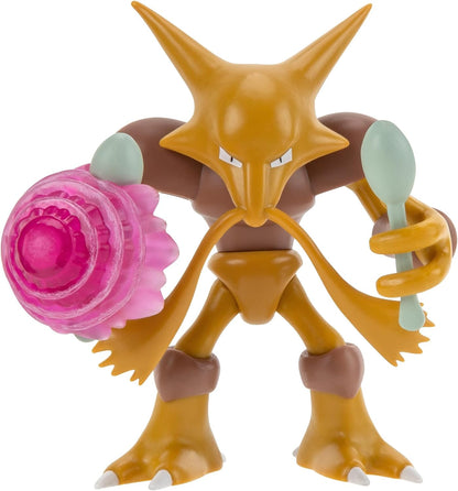 Pokemon Alakazam Battle Feature Figure - 4.5 inch Alakazam Battle Ready Figure with Psychic Blast Accessory