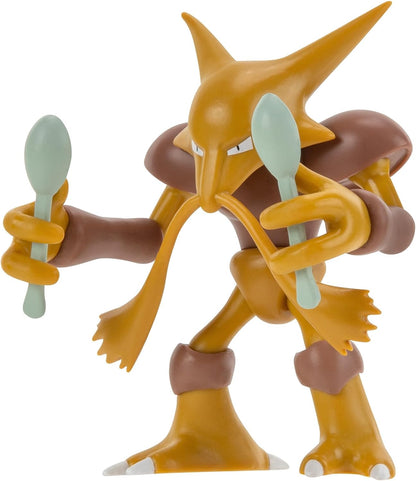 Pokemon Alakazam Battle Feature Figure - 4.5 inch Alakazam Battle Ready Figure with Psychic Blast Accessory