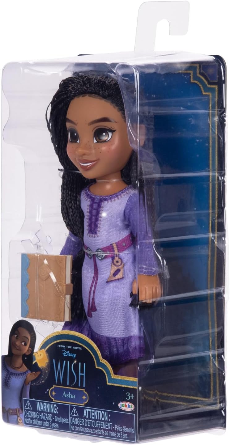 Disney’s Wish 6" / 15cm Asha Petite Articulated Fashion Doll Includes Iconic Outfit And Film Inspired Fashion and Book Accessories. Dahlia Petite Fashion Doll Also Available