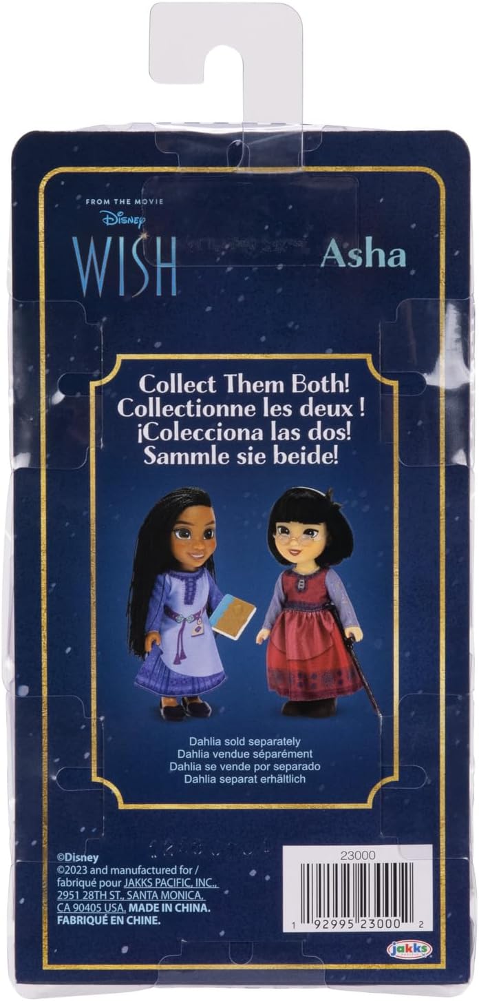 Disney’s Wish 6" / 15cm Asha Petite Articulated Fashion Doll Includes Iconic Outfit And Film Inspired Fashion and Book Accessories. Dahlia Petite Fashion Doll Also Available