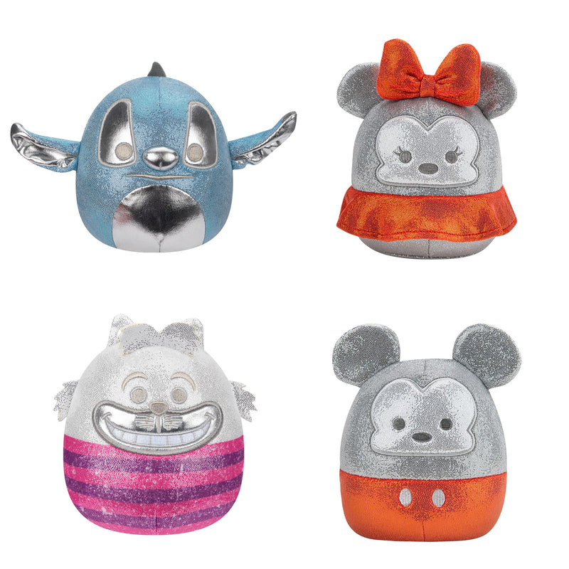 Squishmallows SQDI00234 Mickey, Original Disney100 5-Inch 4-Pack Box Set-Little Ultrasoft Official Jazwares Plush, Micky, Stitch, Cheshire Cat & Minnie