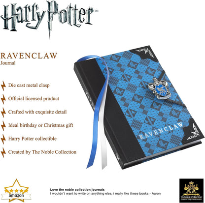 The Noble Collection Harry Potter Ravenclaw Journal - 9.75in (25cm) Hardbound Lined with Gilded Edges and Die Cast Enameled Crest - Officially Licensed Film Set Movie Props Gifts