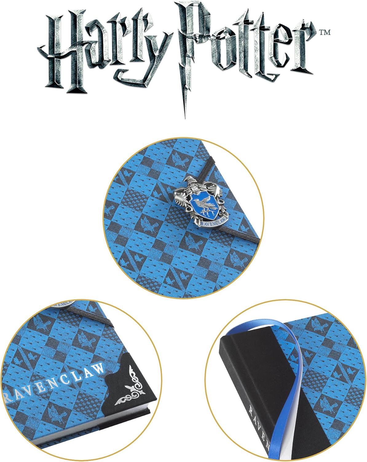 The Noble Collection Harry Potter Ravenclaw Journal - 9.75in (25cm) Hardbound Lined with Gilded Edges and Die Cast Enameled Crest - Officially Licensed Film Set Movie Props Gifts
