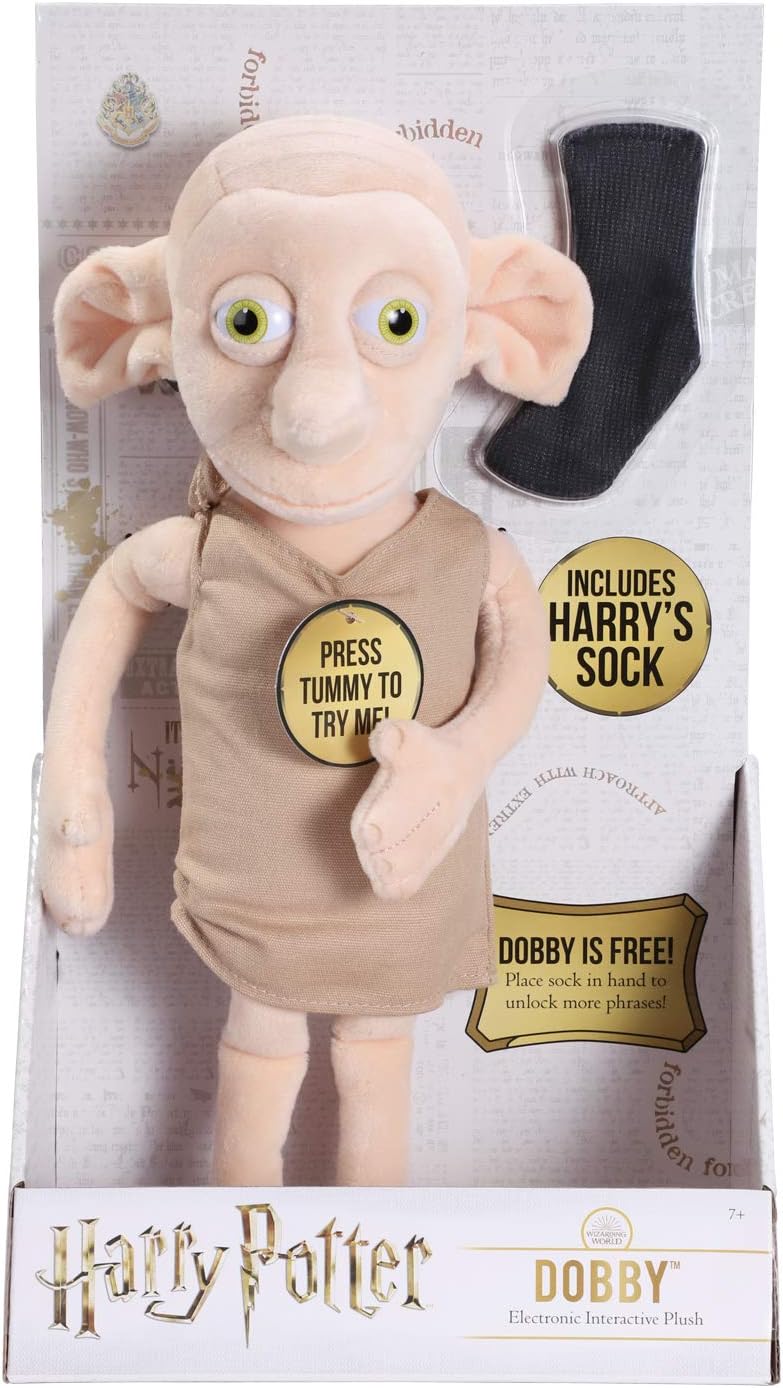 The Noble Collection Harry Potter Dobby Interactive Plush - Officially Licensed 11in (32cm) Electronic Plush Toy Dolls Gifts - Speaks 16 Phrases