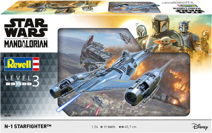 Revell 06787 Star Wars: The Mandalorian N1 Starfighter (Din Djarin) 1:24 Scale Unbuilt/Unpainted Plastic Model Kit with Seated 'Mando' Figure