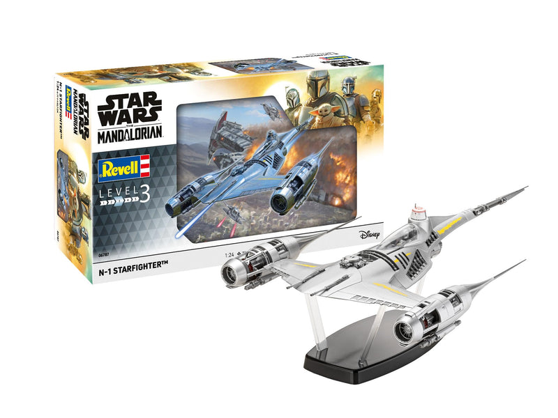 Revell 06787 Star Wars: The Mandalorian N1 Starfighter (Din Djarin) 1:24 Scale Unbuilt/Unpainted Plastic Model Kit with Seated 'Mando' Figure
