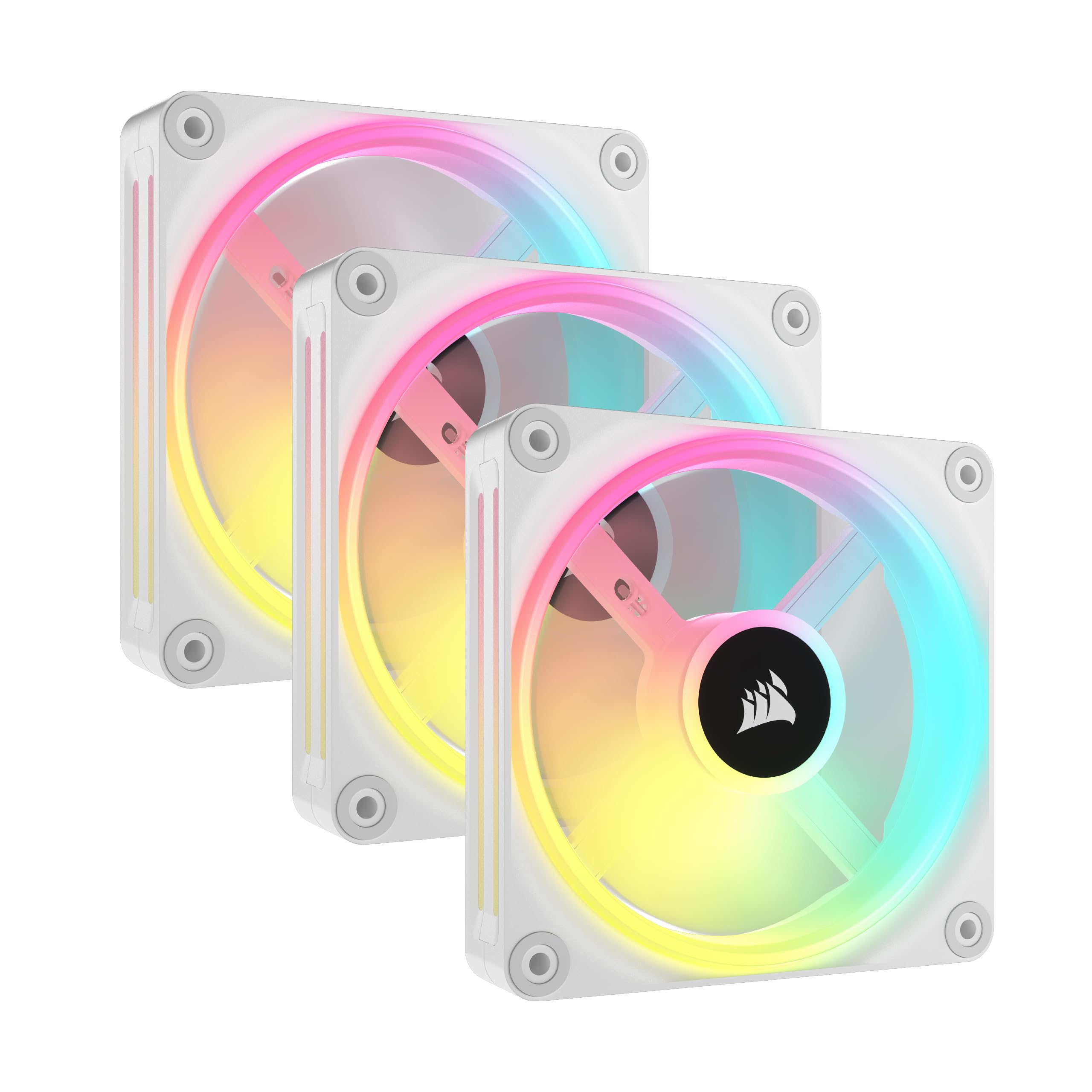 Corsair iCUE LINK QX120 RGB 120mm Magnetic Dome RGB Fans - Dreifach-Lüfter-Starter-Kit mit iCUE LINK System-Hub - Weiß, kompatible mit Desktop Nur Fans Dreifach (120mm) Weiß
