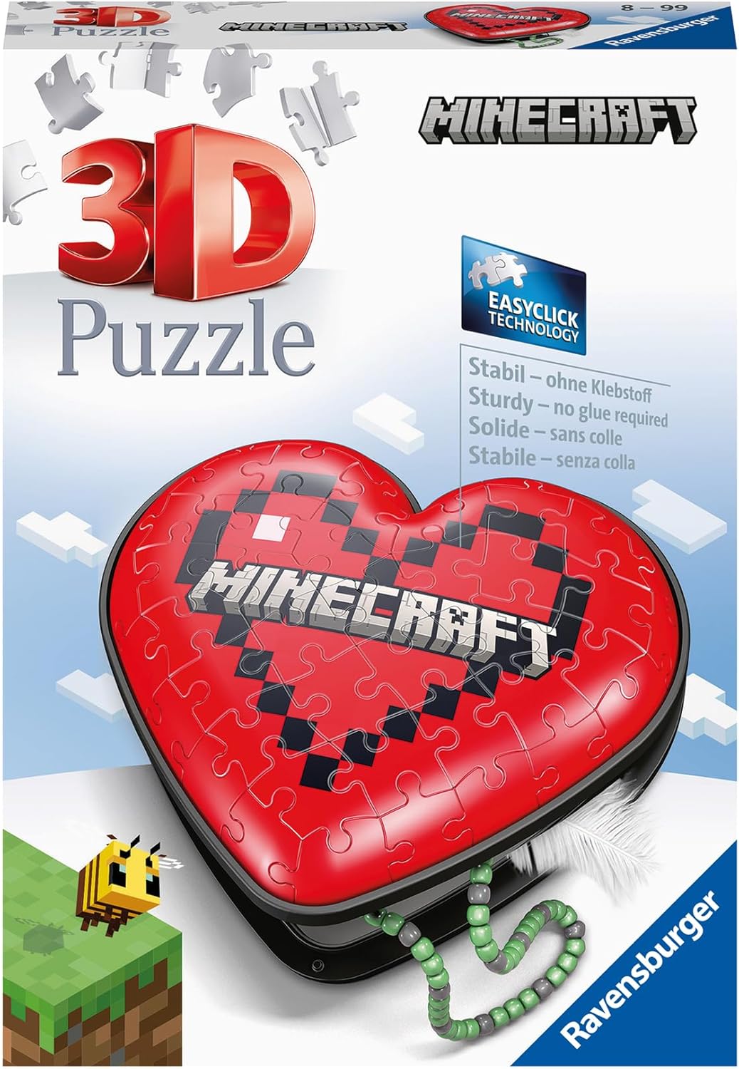 Ravensburger 3D Puzzle 11285 - Herzschatulle Minecraft - 54 Teile - Aufbewahrungsbox für Erwachsene und Kinder ab 8 Jahren