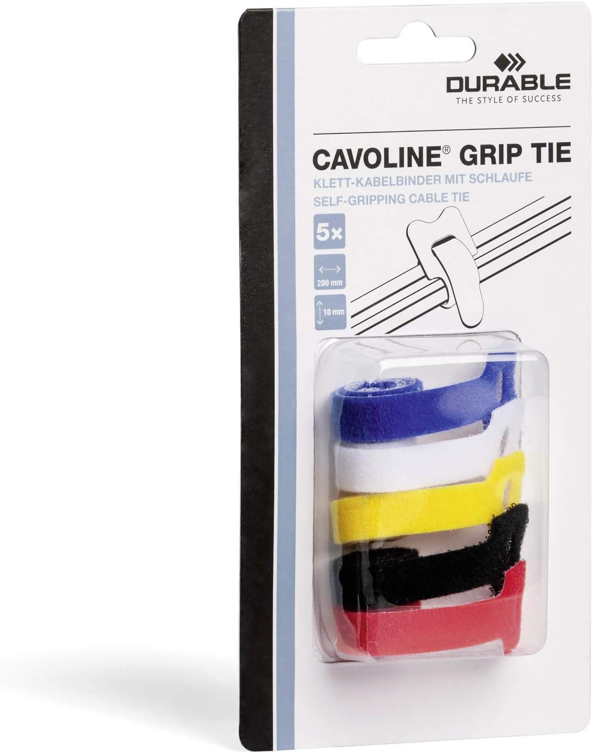 Durable CAVOLINE Cable Management Cable Ties | Reusable Self-Gripping Cable Ties for Sorting and Bundling Cables | Extreme Alternative to Plastic Cable Ties | Pack of 5 Cable Ties in