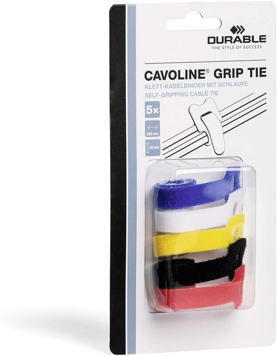 Durable CAVOLINE Cable Management Cable Ties | Reusable Self-Gripping Cable Ties for Sorting and Bundling Cables | Extreme Alternative to Plastic Cable Ties | Pack of 5 Cable Ties in