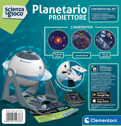 Clementoni - Science Lab-Projecteur des étoiles, Super-Jeu Scientifique Enfants 8 Ans, Planétarium Lumineux Astronomique Constellations, Planètes Système Solaire, Galaxies, Couleur Italienne, 19338