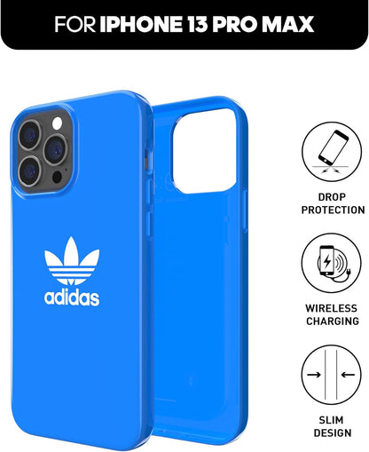 adidas Phone Case Designed for iPhone 13 PRO Max, Drop Proof Cases, Raised Edges Shockproof, Original Protective Case, Bluebird