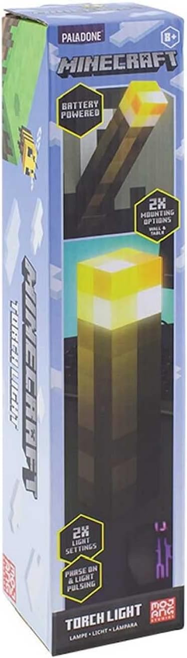 Paladone Minecraft Torch Light 2 Light Modes 2 Use Modes Battery Operated