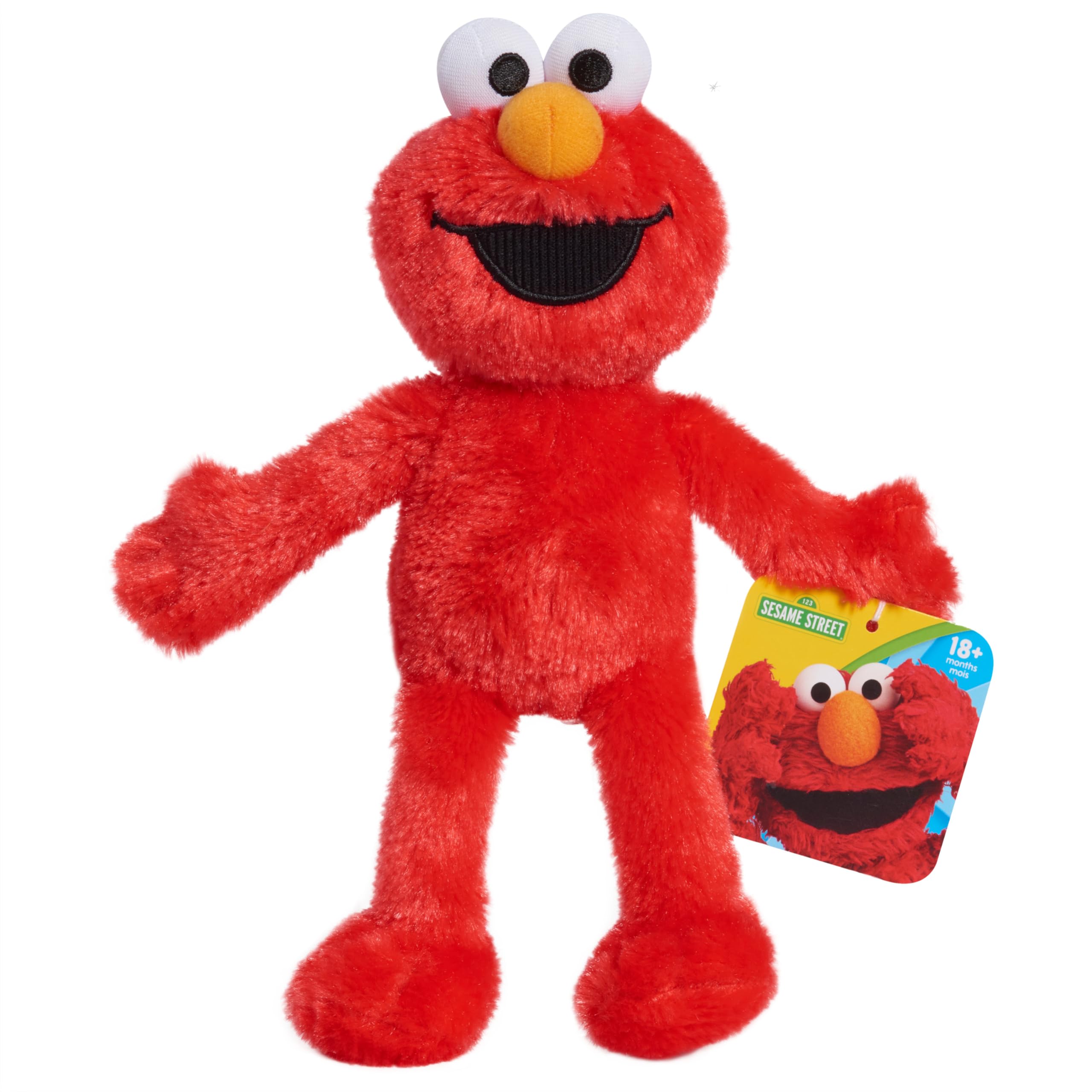 Just Play Sesame Street Friends 8-inch Elmo Sustainable Plush Stuffed Animal, Kids Toys for Ages 18 Month