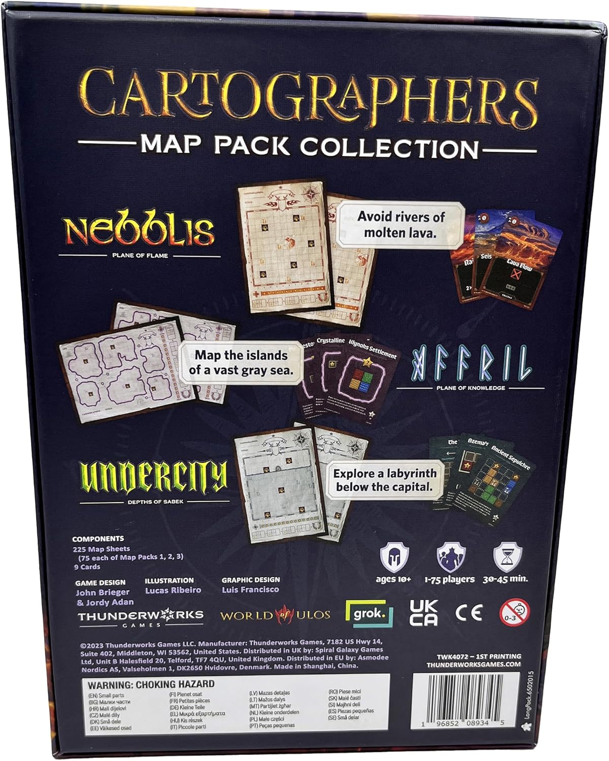 Thunderworks Games: Cartographers Map Pack Collection - Expansion Map Set Contains Nebblis, Affril & Undercity, Ages 10+, 1-75 Players, 30-45 Minutes