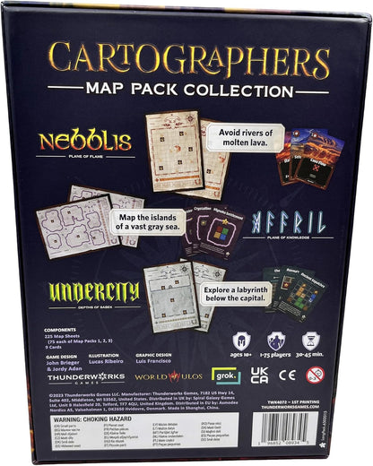 Thunderworks Games: Cartographers Map Pack Collection - Expansion Map Set Contains Nebblis, Affril & Undercity, Ages 10+, 1-75 Players, 30-45 Minutes