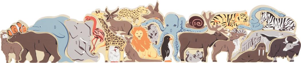 small foot Animals Letter, wood, wooden puzzle for alphabet, learning toy for ages 3+ years, 12465