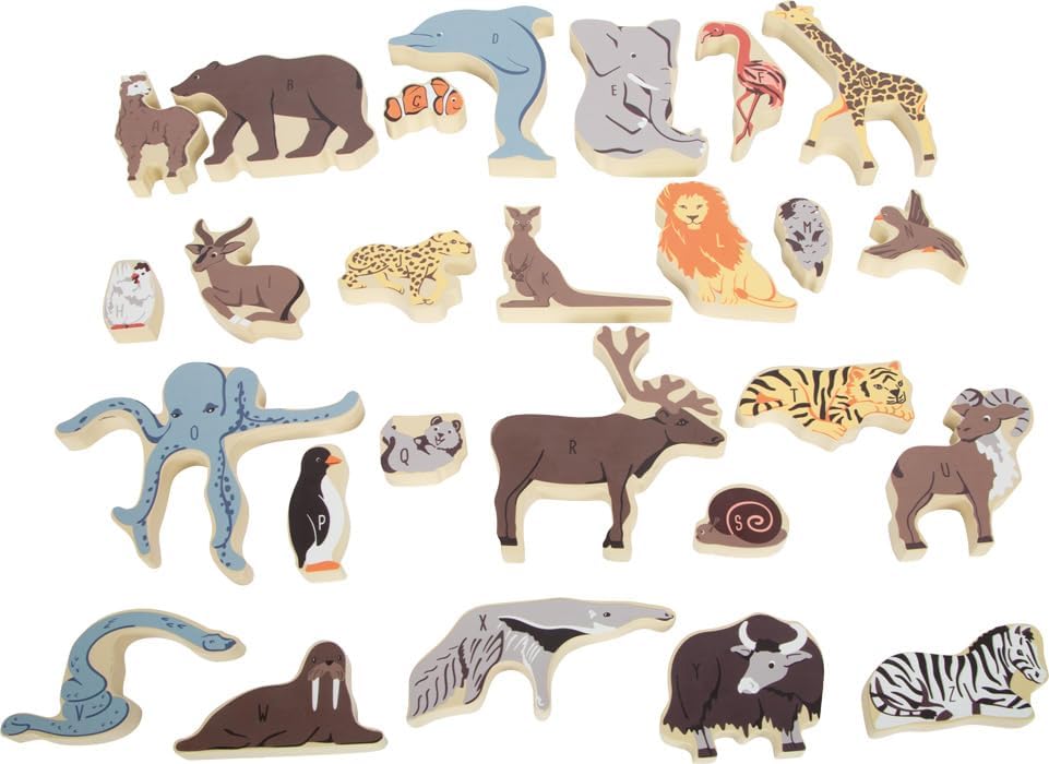 small foot Animals Letter, wood, wooden puzzle for alphabet, learning toy for ages 3+ years, 12465