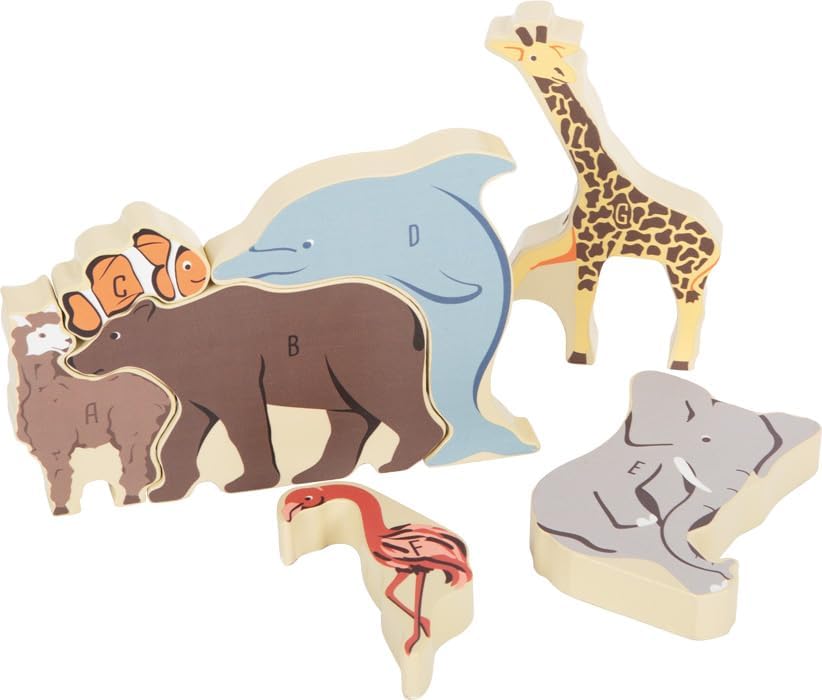 small foot Animals Letter, wood, wooden puzzle for alphabet, learning toy for ages 3+ years, 12465