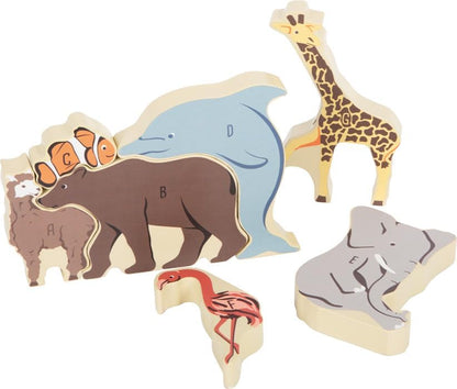 small foot Animals Letter, wood, wooden puzzle for alphabet, learning toy for ages 3+ years, 12465